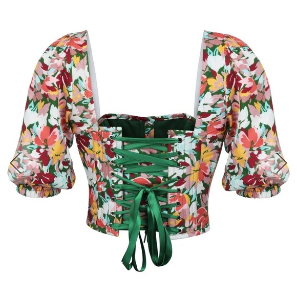 New Corset Story Fern Floral Explosion Cropped Corset with Puff Sleeves $259.50 - Picture 2 of 10